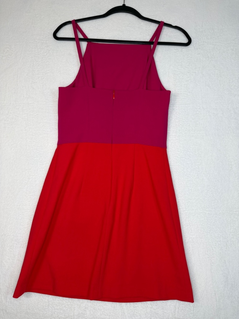 French Connection Women's Bright Pink & Orange A-Line Dress Colorblock Summer - Picture 8 of 10